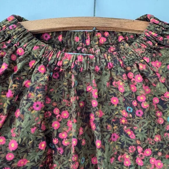 Girls Peek Lightweight Cotton Pink Floral Pullover LS Shirt Size - Picture 3 of 8